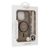 Etui Guess iPhone 16 6.1" czarny IML Glitter With Pearl Strap z Magsafe GUHMP16SHGCRELSK