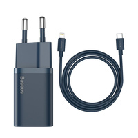 Baseus ładowarka sieciowa Super Si 1xUSB-C PD 20W Power Delivery czarna + kabel USB-C do Lightning 100cm