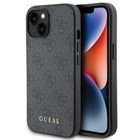 Etui Guess iPhone 13 / 14 / 15 6.1" szary hard case 4G Metal Gold Logo GUHCP15SG4GFGR