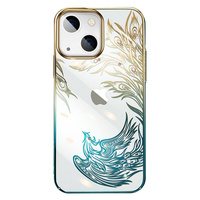 Etui KINGXBAR iPhone 13 Pro Max z kryształami Swarovskiego Flying złoto-niebieskie