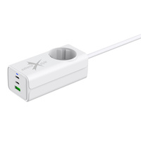 Ładowarka sieciowa GaN 65W 2x usb Typ C + usb QC + 230V +przewód 1.5m  eXtreme biała