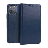 Kabura book SPECIAL iPhone 12 / 12 Pro granatowa prawdziwa skóra