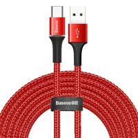 Baseus kabel Halo usb typ C 3m 2A czerwony z podświetleniem led