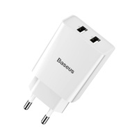 Baseus ładowarka sieciowa Speed Mini 2xUSB Quick Charge 18W biała