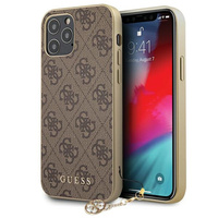 Etui Guess iPhone 12 / 12 Pro 6.1" brązowy hard case 4G Charms Collection GUHCP12MGF4GBR