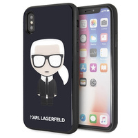 Etui Karl Lagerfeld iPhone X/Xs czarne hard case Iconic Karl Glitter KLHCPXDLFKBK