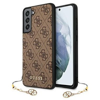 Etui Guess Samsung S21 FE brązowy hard case 4G Charms Collection GUHCS21FEGF4GBR