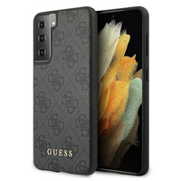 Etui Guess Samsung S21+ Plus szary hard case 4G Metal Gold Logo GUHCS21MG4GFGR