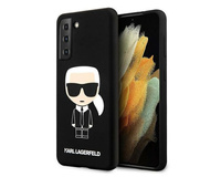 Etui Karl Lagerfeld Samsung S22+ Plus hard case czarny Saffiano Ikonik Karl`s Head KLHCS22MSAKHBK