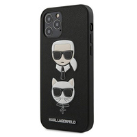 Etui Karl Lagerfeld iPhone 12 / 12 Pro 6.1" czarny hard case Safiano Ikonik Karl&Choupette Head KLHCP12MSAKICKCBK