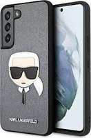 Etui Karl Lagerfeld Samsung S22 hard case srebrny Saffiano Ikonik Karl`s Head KLHCS22SSAKHSL