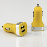 Adapter samochodowy Mini  Pro USB 2xUSB 3.1A żółty