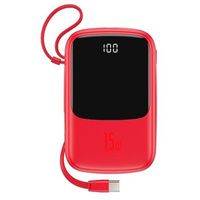 Baseus Power Bank 10000mAh / 3A / 15W czerwony z kablem typ C + LED + 4wejścia usb: 2xusb, 1xiPh, 1xTyp C