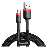 Baseus kabel Cafule nylonowy micro usb czarno-czerwony 50cm 2.4A