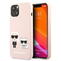 Etui Karl Lagerfeld iPhone 13 jasno-różowy hard case Silicone Karl & Choupette KLHCP13MSSKCI