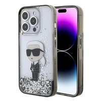 Etui Karl Lagerfeld iPhone 15 Pro 6.1" transaprent hard case Liquid Glitter Ikonik KLHCP15LLKKNSK