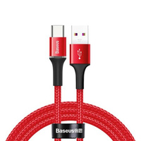 Baseus kabel Halo usb typ C 1m 3A czerwony z podświetleniem led
