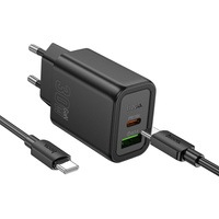 Hoco ładowarka sieciowa 30W usb Typ C + usb QC czarna