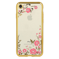 Etui Flower Huawei P20 złoty