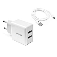 Ładowarka sieciowa Axiver micro usb + + usb 3.4A