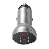 Baseus ładowarka samochodowa 2xUSB 4.8A 24W z wyświetlaczem - srebrna / model: CCBX-0S