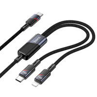 Hoco kabel 2w1 z usb c do usb-c + lightning 100W 1.2m czarny