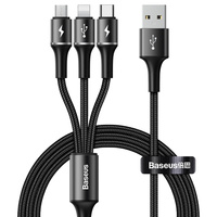 Baseus kabel Halo 3w1 micro/iPhone/typ-C 3,5A czarny z podświetleniem led