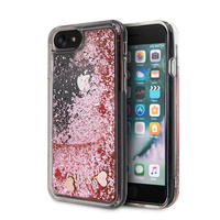 Etui Guess iPhone 7/8/SE2 różowy hard case Liquid Glitter Hearts GUHCI8GLHRERG