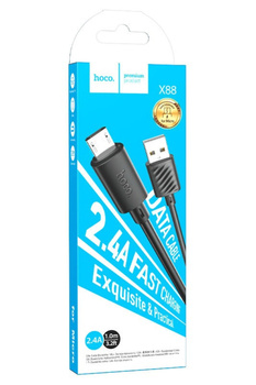Hoco kabel micro usb 1m 2.4A czarny