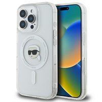 Etui Karl Lagerfeld iPhone 16 Pro 6.3" biały IML Metal Karl Head z Magsafe KLHMP16LHLSKIH