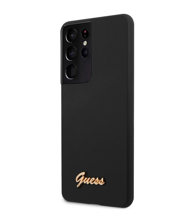 Etui Guess Samsung S21 Ultra czarny hard case Silicone Script Metal Logo GUHCS21LLSLMGBK