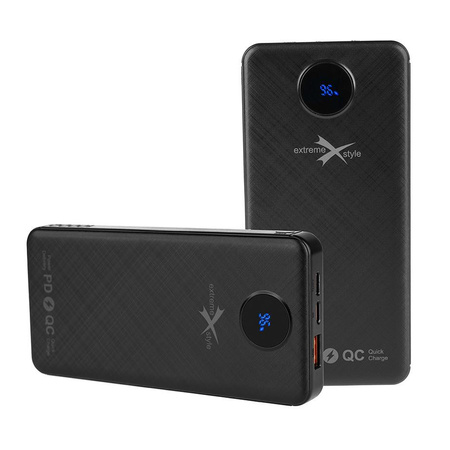 Power Bank EPN10 10000mAh Extreme Style 3xUSB usb QC / usb Typ C / lightning czarny