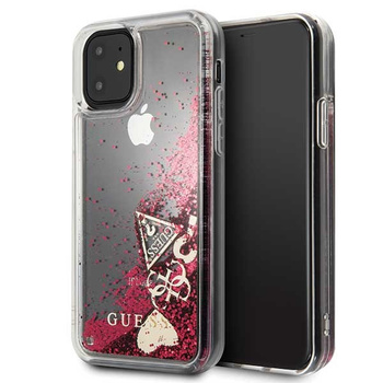 Etui Guess iPhone 11 raspberry hard case Glitter Hearts GUHCN61GLHFLRA