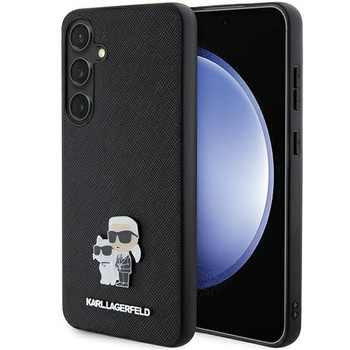 Etui Karl Lagerfeld Samsung S24+ Plus czarny hard case Saffiano Karl & Choupette Metal Pin KLHCS24MPSAKCMPK
