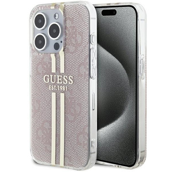 Etui Guess iPhone 14 Pro Max 6.7" różowy hard case IML 4G Gold Stripe GUHCP14XH4PSEGP