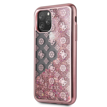 Etui Guess iPhone 11 Pro różowo-złoty hard case 4G Peony Liquid Glitter GUHCN58PEOLGPI