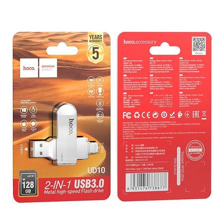 Pendrive Hoco usb + typ C 128gb usb 3.0