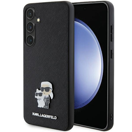 Etui Karl Lagerfeld Samsung S24+ Plus czarny hard case Saffiano Karl & Choupette Metal Pin KLHCS24MPSAKCMPK