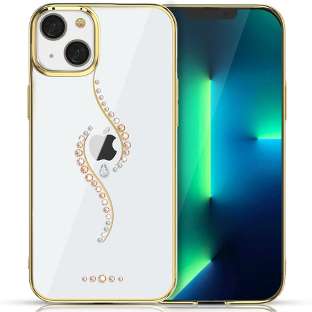 Etui KINGXBAR iPhone 13 Pro Max z kryształami Swarovskiego Sky złote