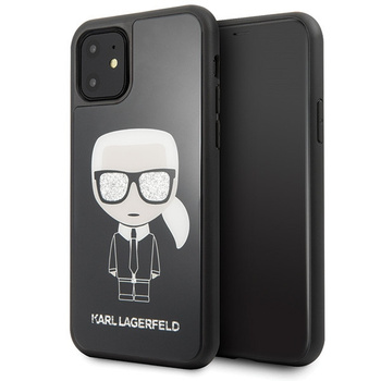 Etui Karl Lagerfeld iPhone 11 Pro Max czarny hard case Iconic Karl Glitter KLHCN65DLFKBK