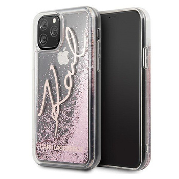 Etui Karl Lagerfeld iPhone 11 Pro Max różowo-złote Glitter Signature KLHCN65TRKSRG