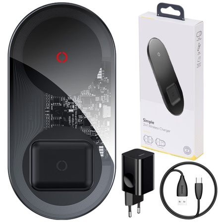 Baseus ładowarka indukcyjna Simple 2w1 24W / przeźroczysta