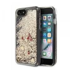Etui Guess iPhone 7/8/SE2 złoty hard case Liquid Glitter Hearts GUHCI8GLHREGO