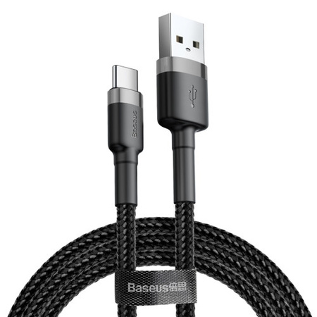 Baseus kabel Cafule nylonowy usb typ C czarno-szary 50cm 3A