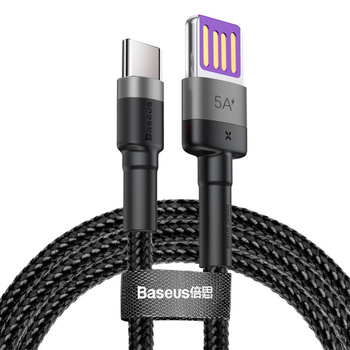 Baseus kabel Cafule nylonowy usb typ C czarno-szary 100cm 5A 40W