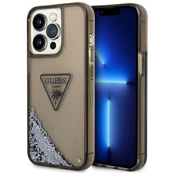 Etui Guess iPhone 14 Pro 6.1" czarny hard case Liquid Glitter Palm Collection GUHCP14LLFCTPK