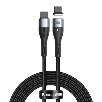 Baseus kabel magnetyczny ZINC Safe 2xusb typ C  100W 1.5m czarny