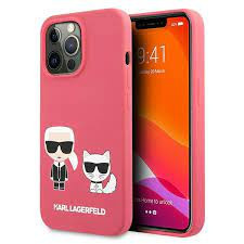 Etui Karl Lagerfeld iPhone 13 Pro Max różowy hard case Silicone Karl & Choupette KLHCP13XSSKCP