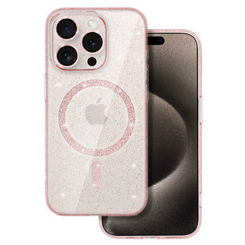 Etui Glitter z MagSafe iPhone 15 różowy