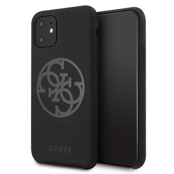 Etui Guess iPhone 11 czarny hard case Silicone 4G Tone On Tone GUHCN61LS4GBK